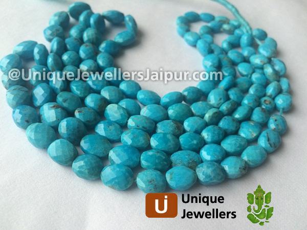 Natural Turquoise Faceted Oval Nugget Beads